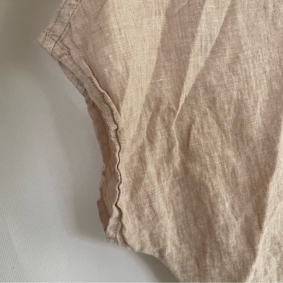 100% linen boxy short sleeve top dolman sleeve linen t-shirt size L Tahari - Picture 6 of 7